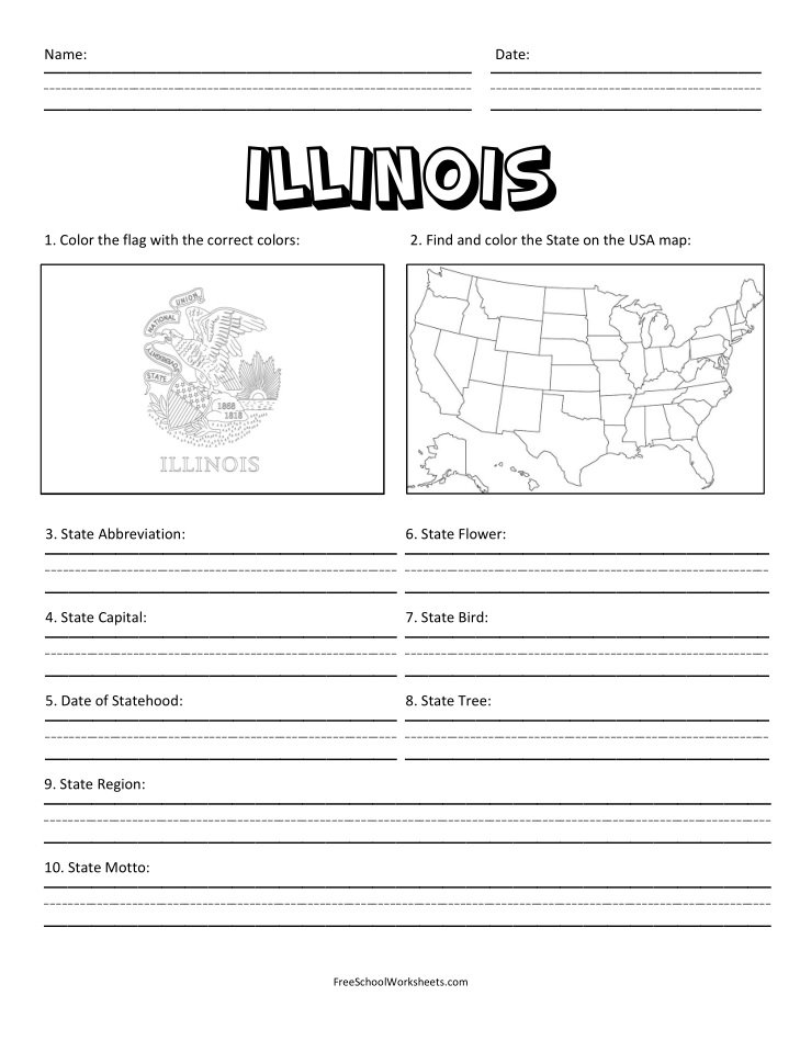 Free Printable State of Illinois Worksheet
