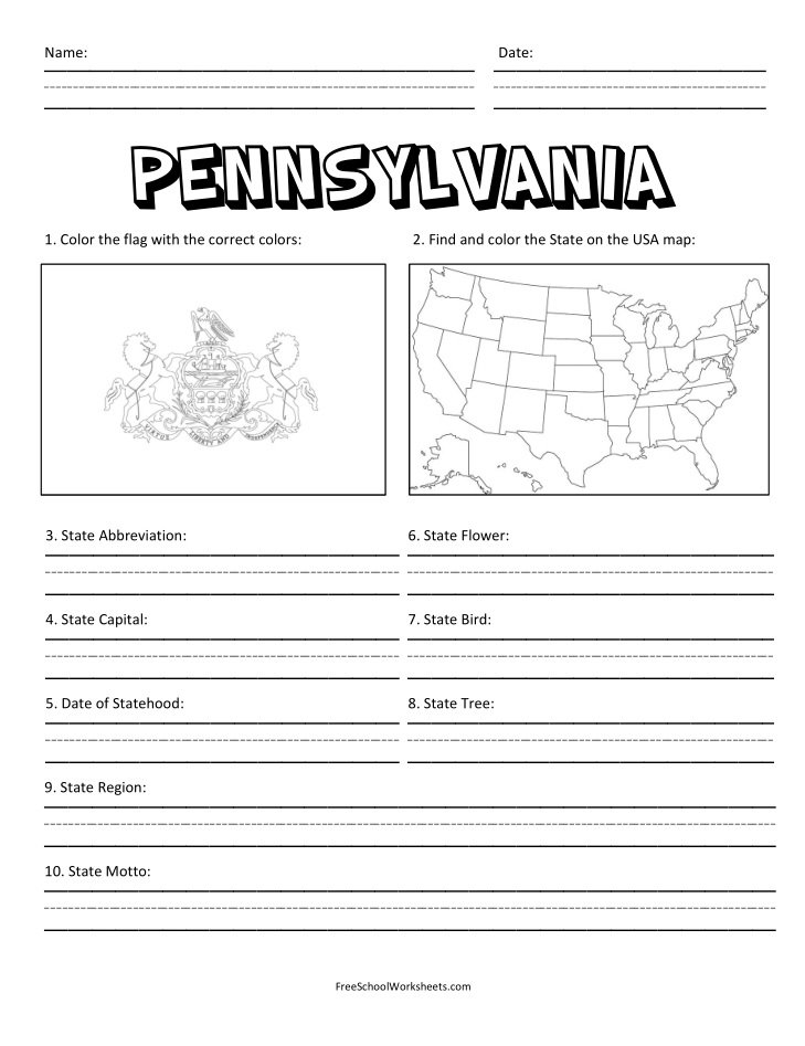 Free Printable State of Rhode Island Worksheet