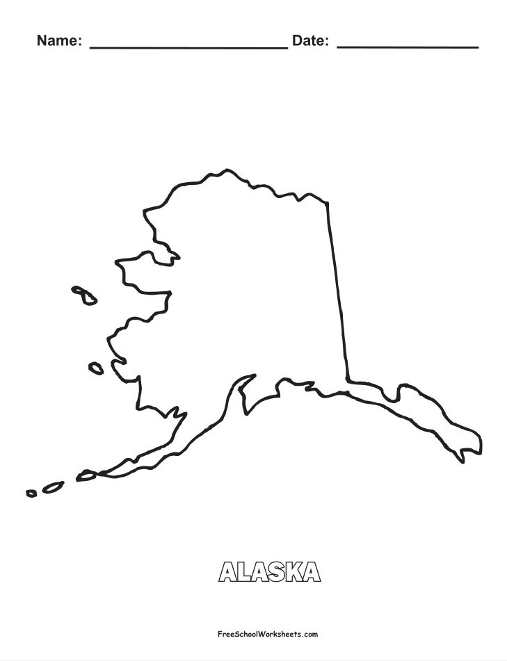 Alaska Map Shape Coloring Page