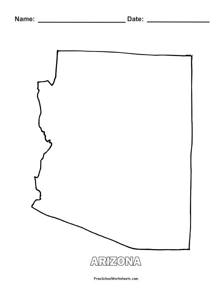 Arizona Map Shape Coloring Page