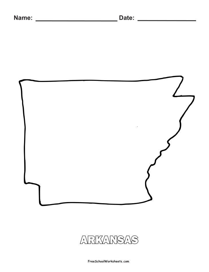 Arkansas Map Shape Coloring Page