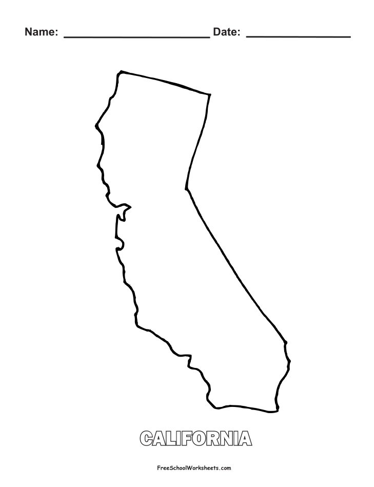 California Map Shape Coloring Page