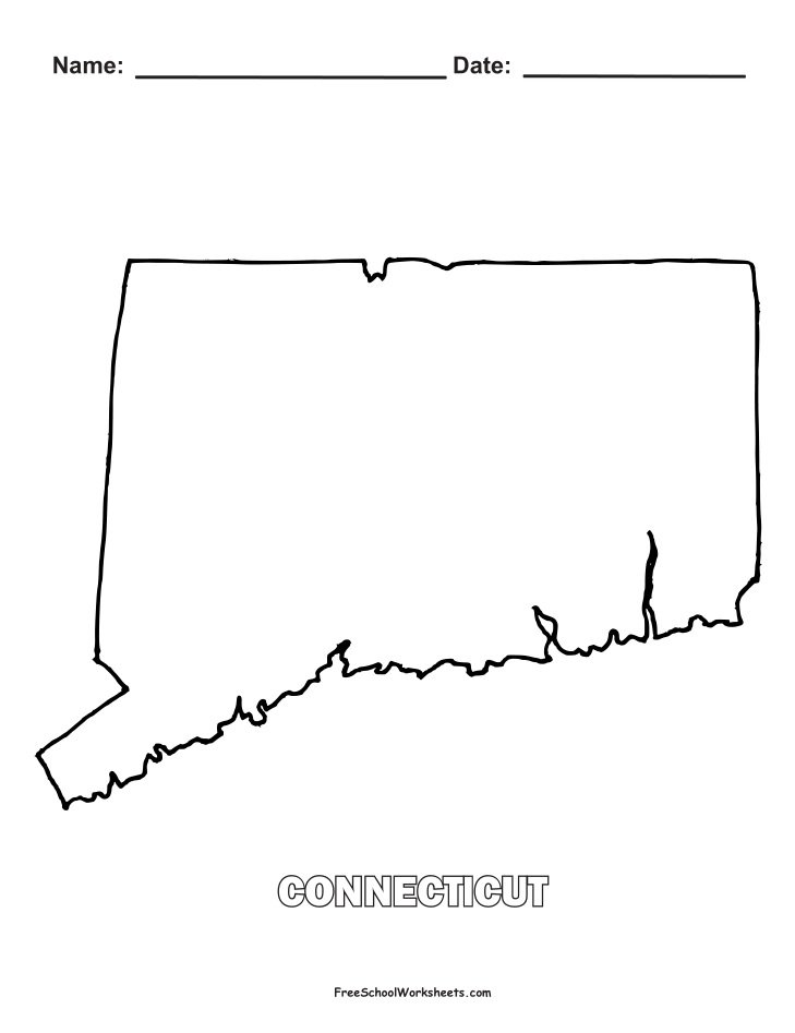 Connecticut Map Shape Coloring Page