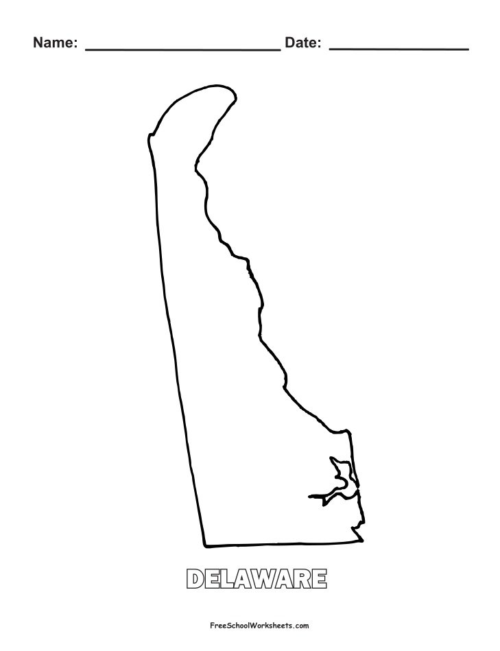 Delaware Map Shape Coloring Page