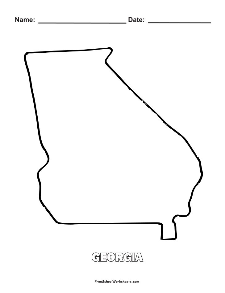 Georgia Map Shape Coloring Page