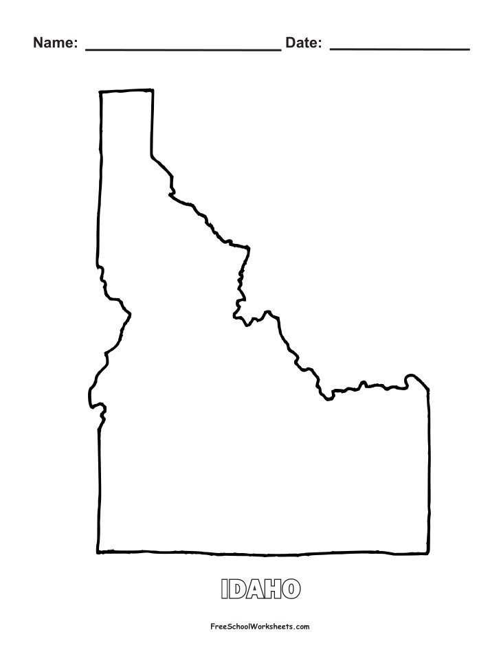 Idaho Map Shape Coloring Page