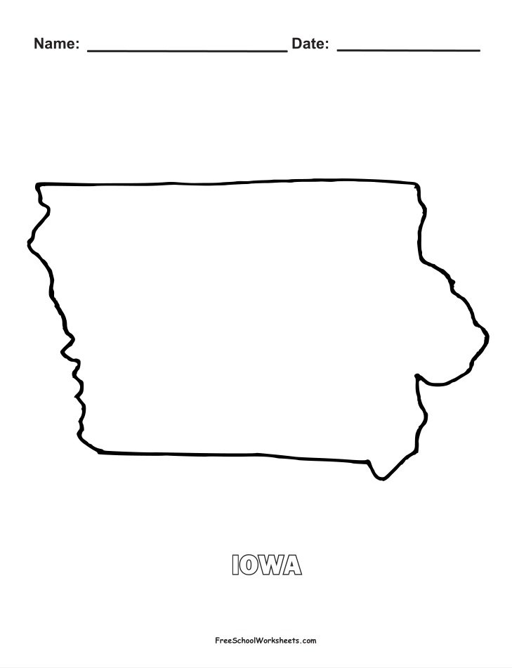 Iowa Map Shape Coloring Page