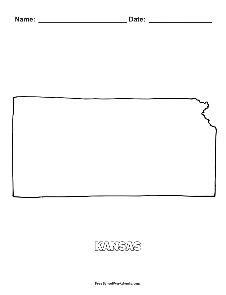 Kansas Map Shape Coloring Page