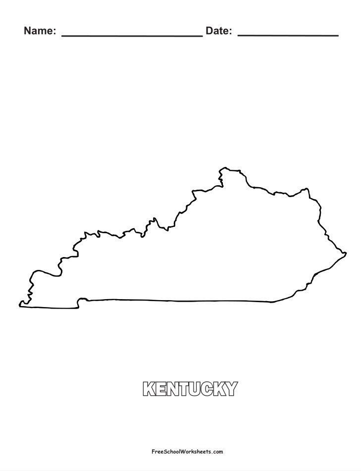 Kentucky Map Shape Coloring Page