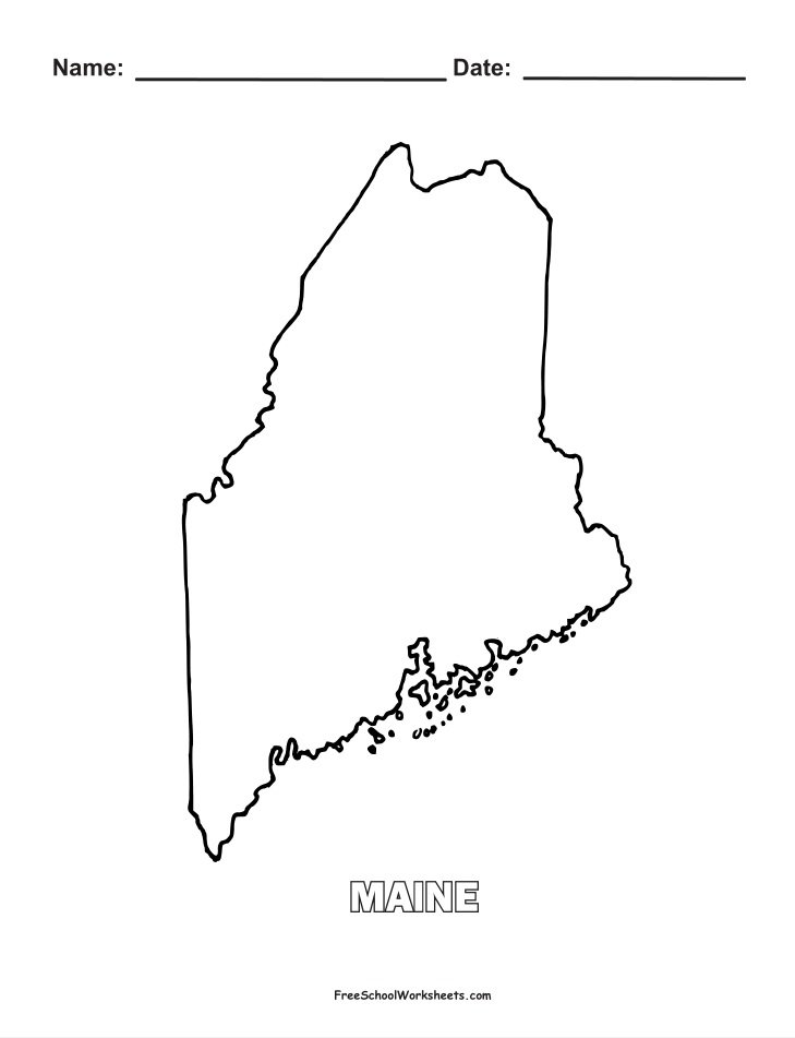 Maine Map Shape Coloring Page