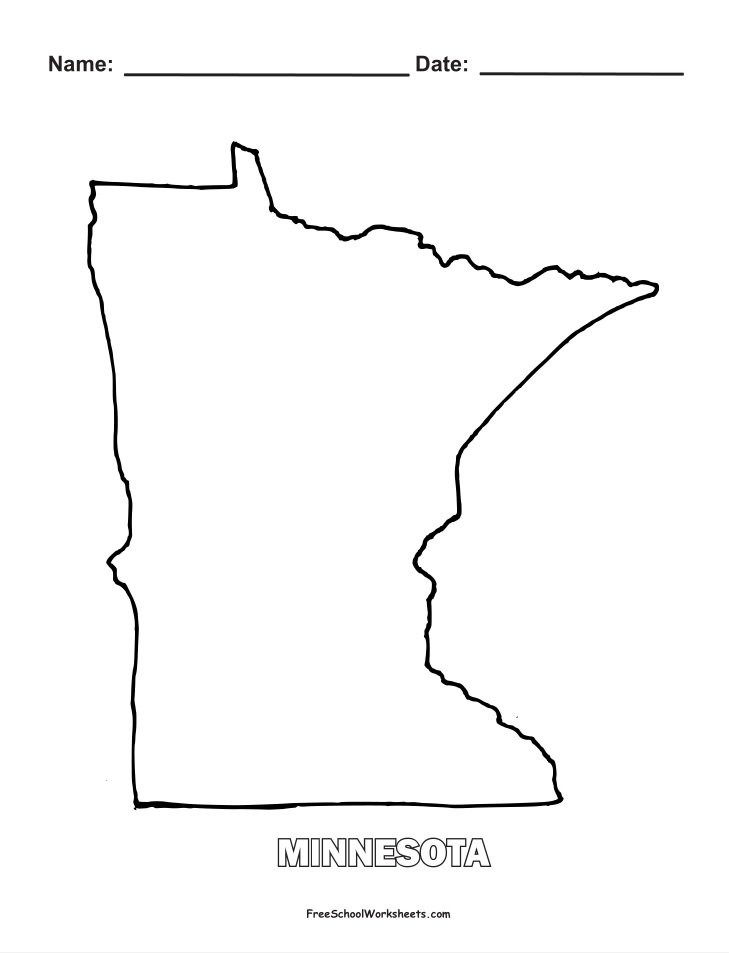 Minnesota Map Shape Coloring Page