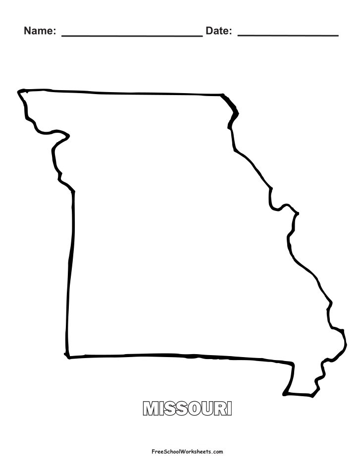 Missouri Map Shape Coloring Page