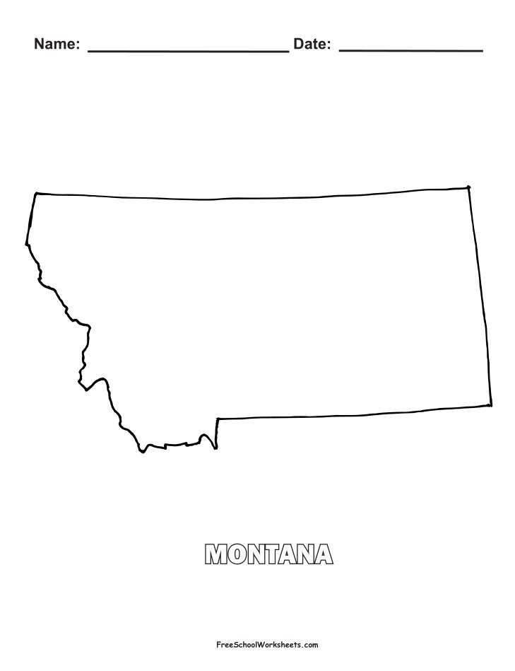 Montana Map Shape Coloring Page