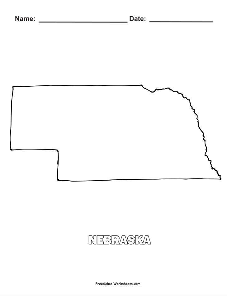 Nebraska Map Shape Coloring Page