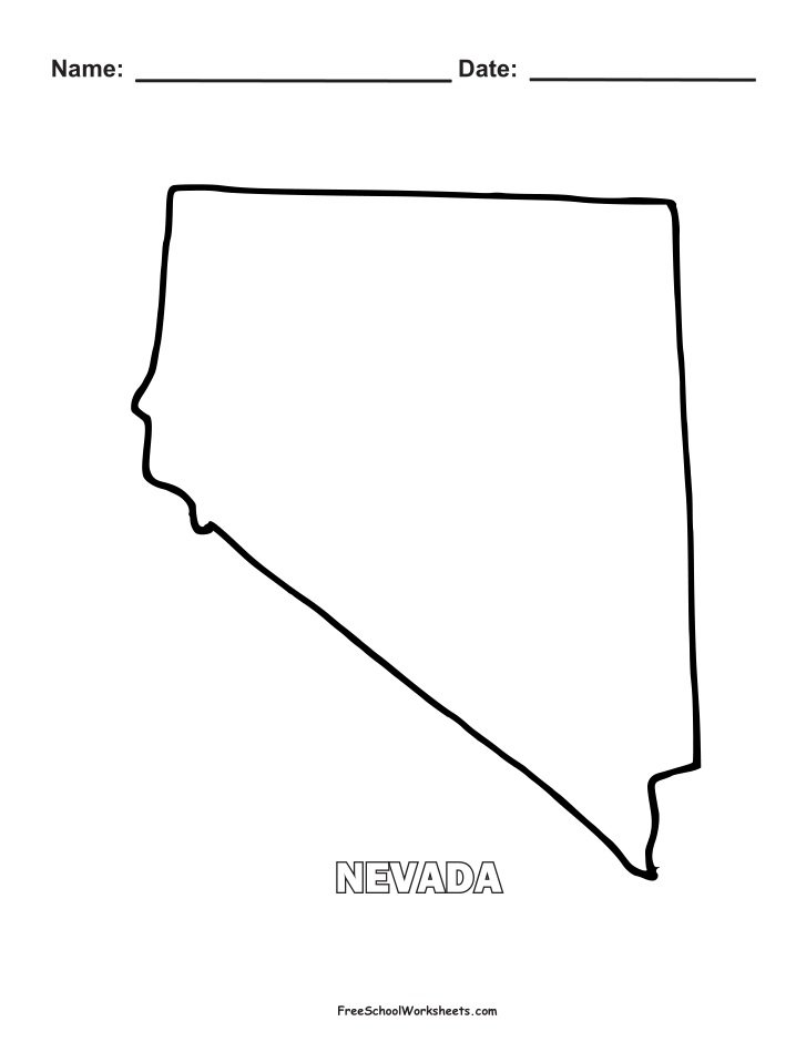 Nevada Map Shape Coloring Page