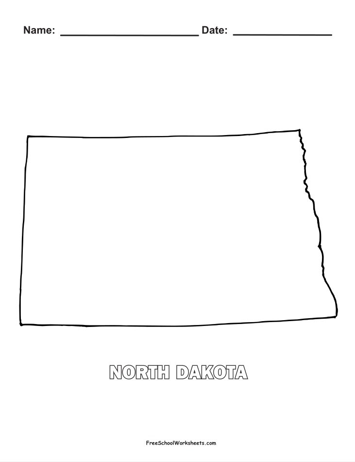 North Dakota Map Shape Coloring Page