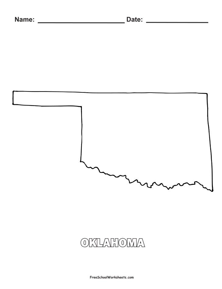 Oklahoma Map Shape Coloring Page