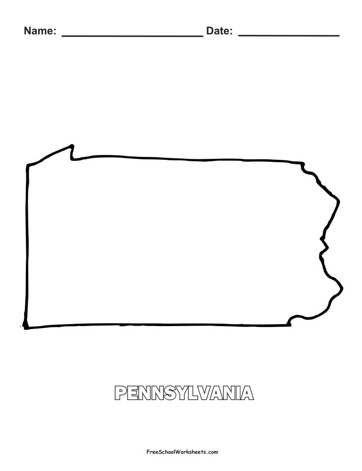 Pennsylvania Map Shape Coloring Page