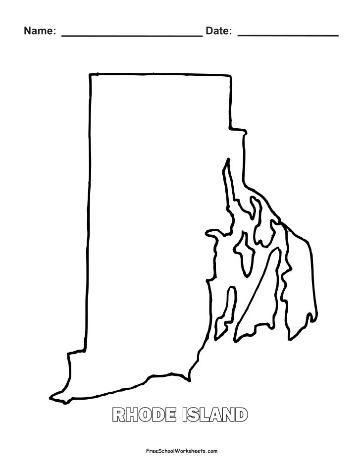 Rhode Island Map Shape Coloring Page