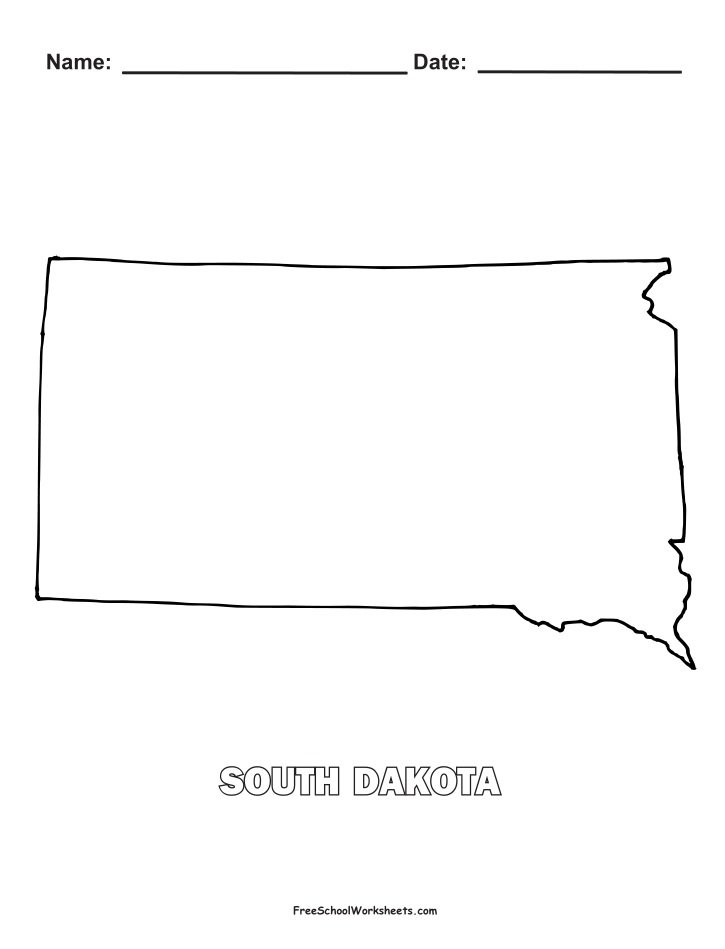 South Dakota Map Shape Coloring Page