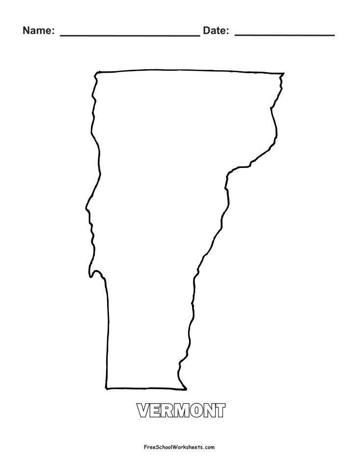 Vermont Map Shape Coloring Page