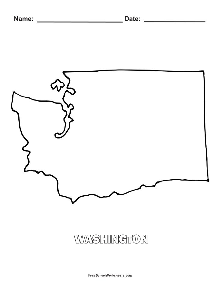 Washington Map Shape Coloring Page