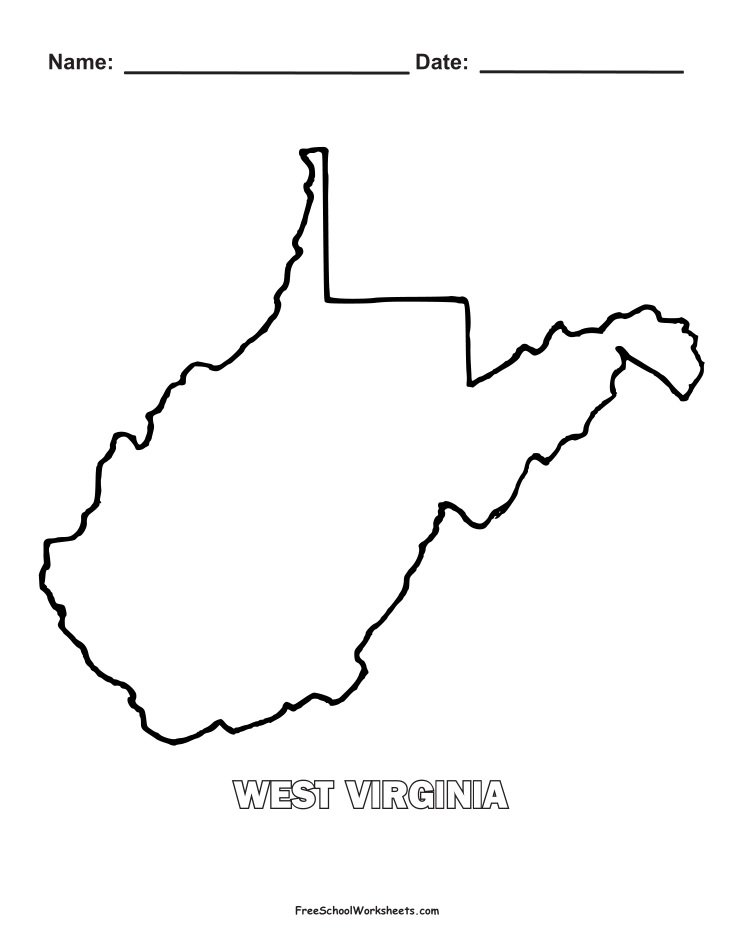 West Virginia Map Shape Coloring Page