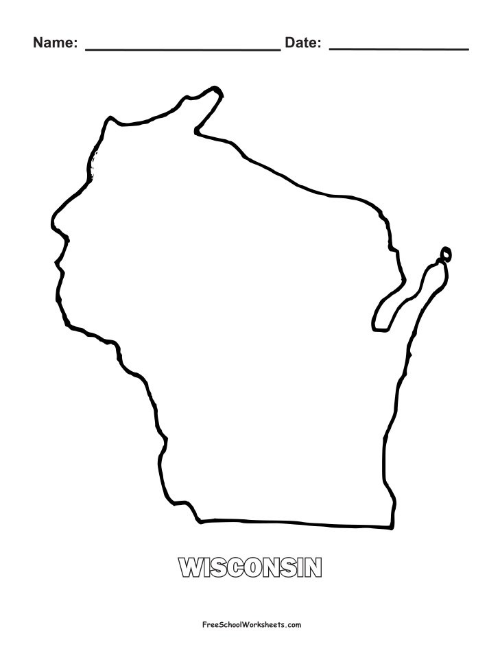 Wisconsin Map Shape Coloring Page