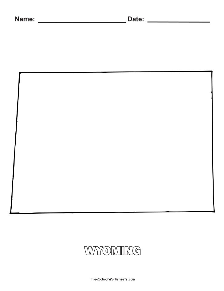 Wyoming Map Shape Coloring Page