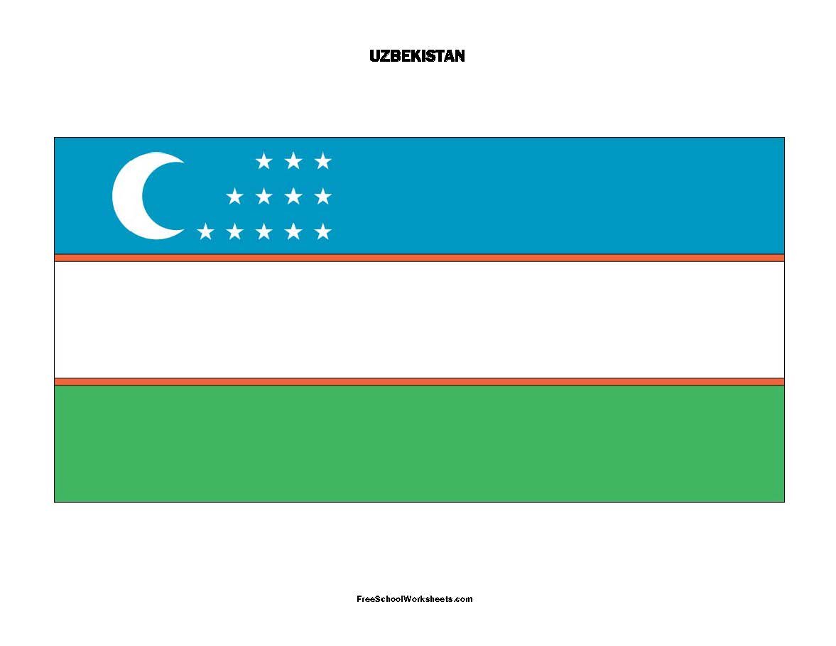 Free Printable Uzbekistan Flag