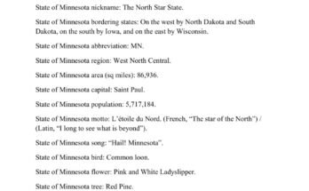 free printable state of minnesota fact sheet