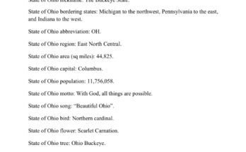 free printable state of ohio fact sheet