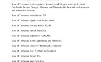 free printable state of tennessee fact sheet